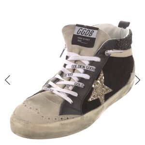 Golden Goose limited edition Midstar Black and Beige Glitter Sneakers Size 10